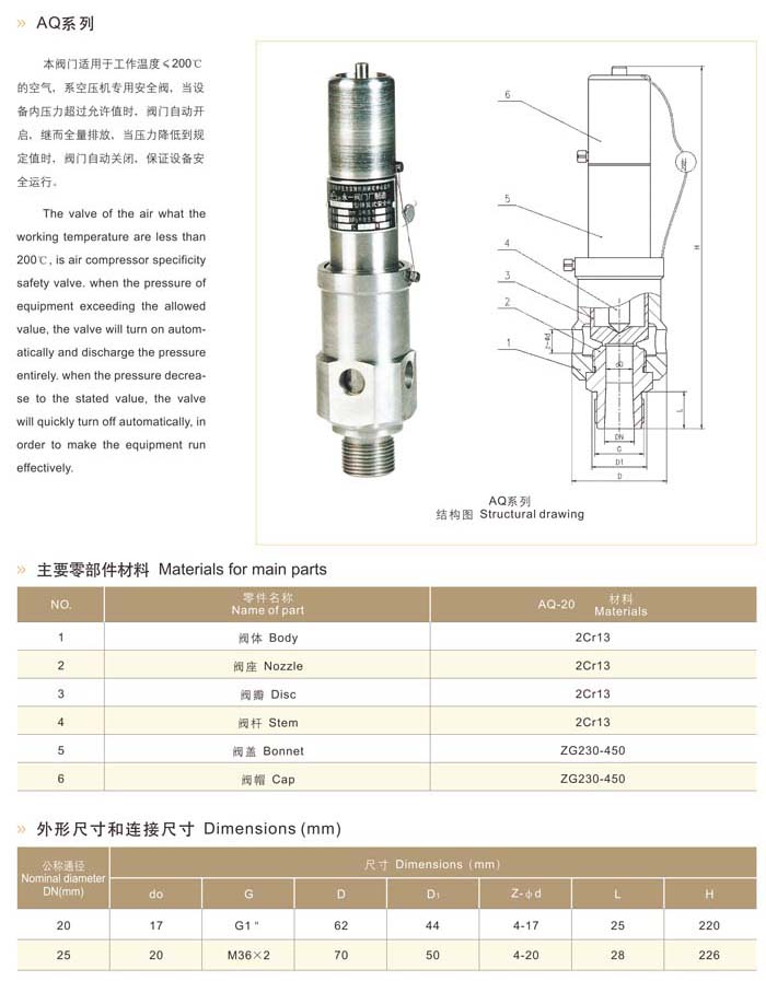 空压机安装阀参数及说明